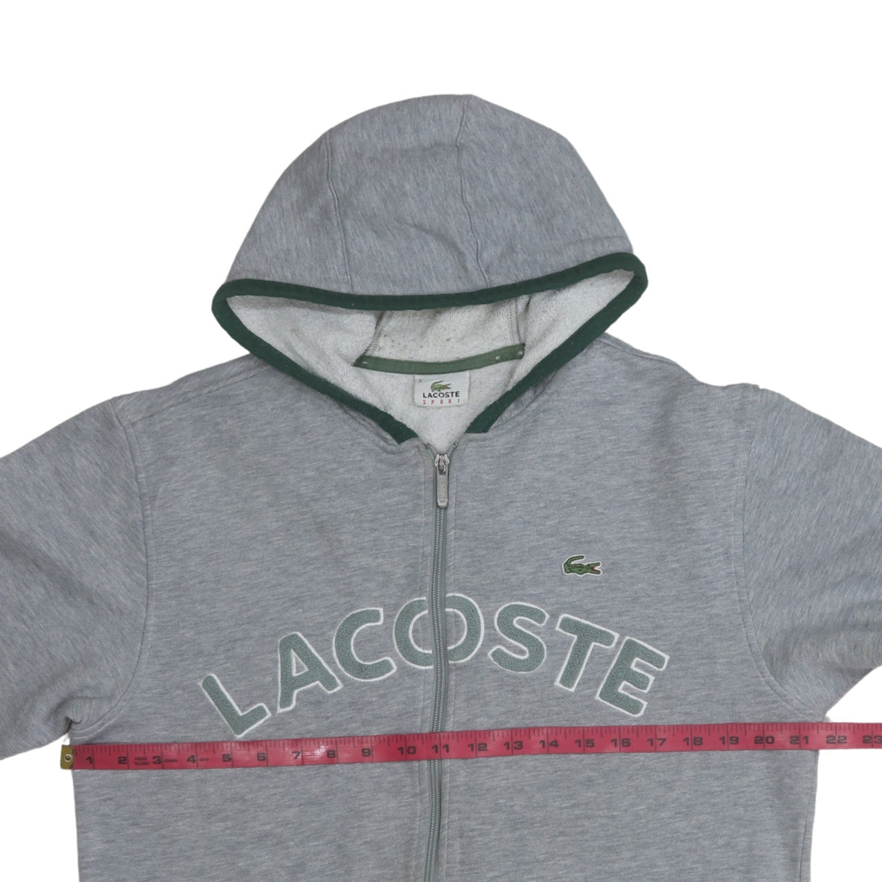 Mens UK Size M Lacoste Grey Full Zip Hoodie