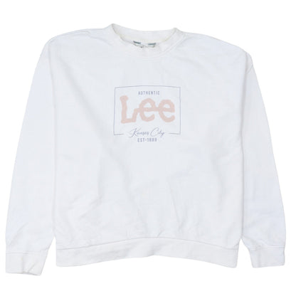 Womens UK Size L Lee White Pullover Sweatshirt