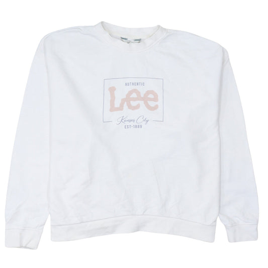 Womens UK Size L Lee White Pullover Sweatshirt
