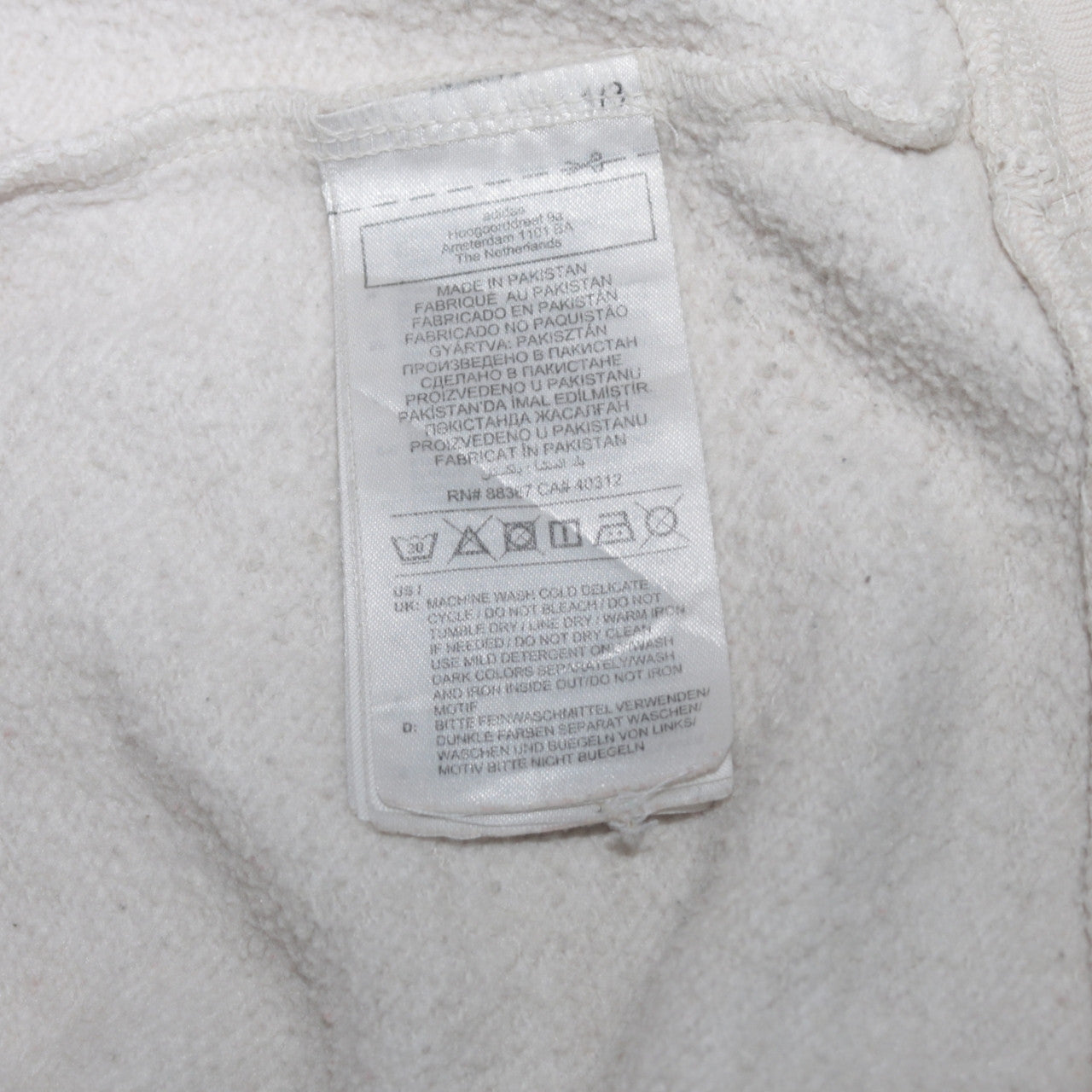 Mens UK Size S adidas White Pullover Hoodie