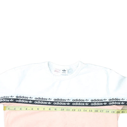 Adidas Girls Pink & White Logo Colourblock Crew Neck Sweatshirt 12 Years