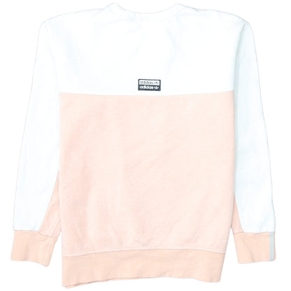 Adidas Girls Pink & White Logo Colourblock Crew Neck Sweatshirt 12 Years