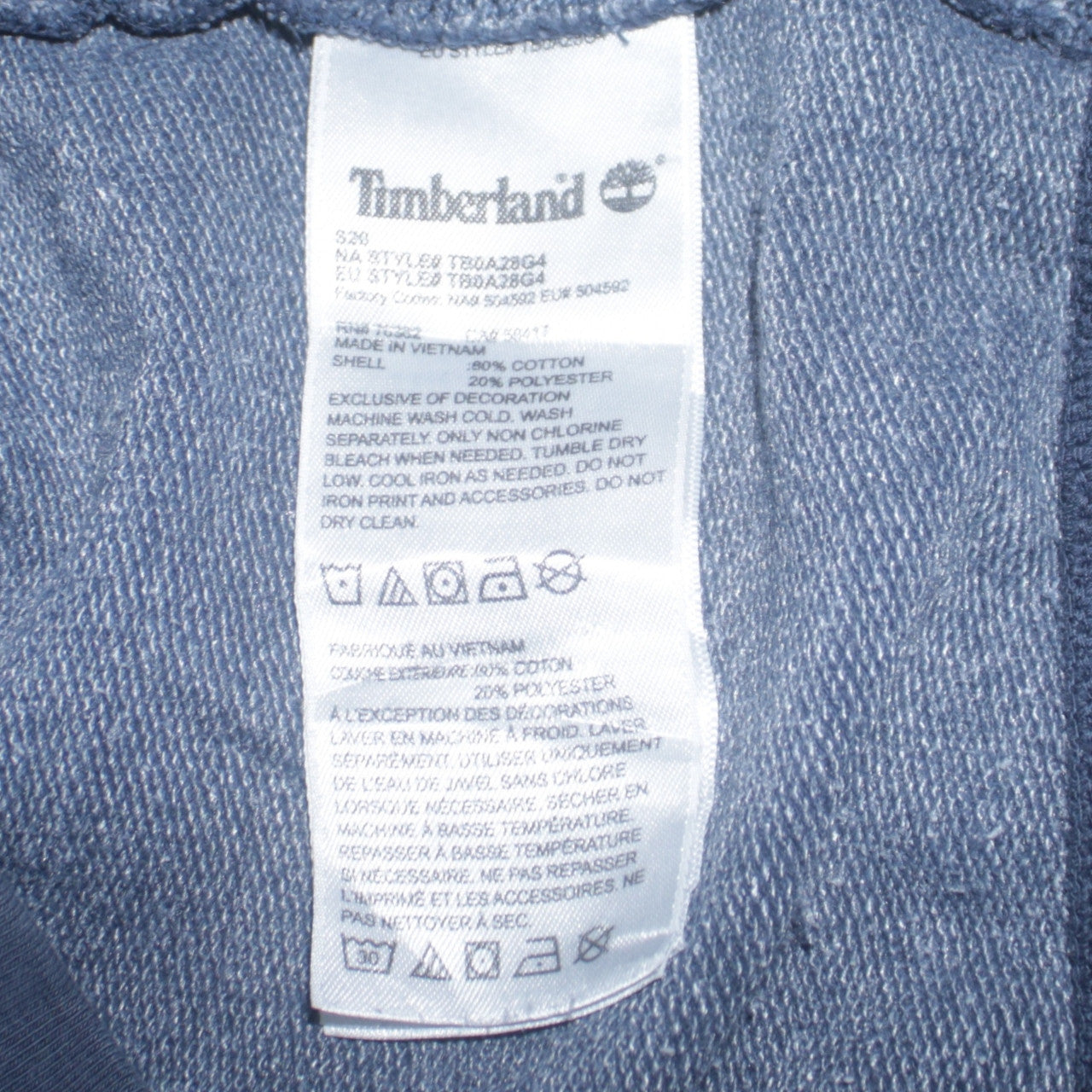 Mens UK Size S Timberland Blue Full Zip Hoodie