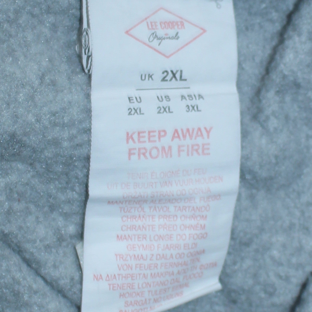 Mens UK Size 2XL Lee Cooper Grey Full Zip Hoodie