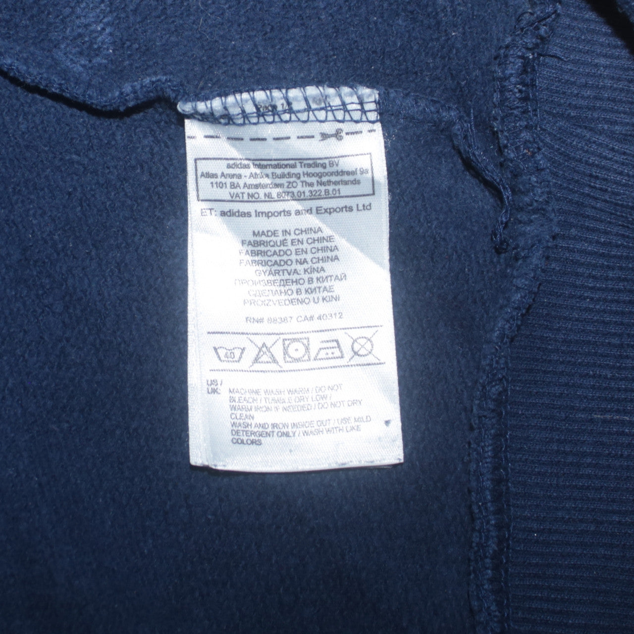 Mens UK Size S adidas Blue Pullover Sweatshirt