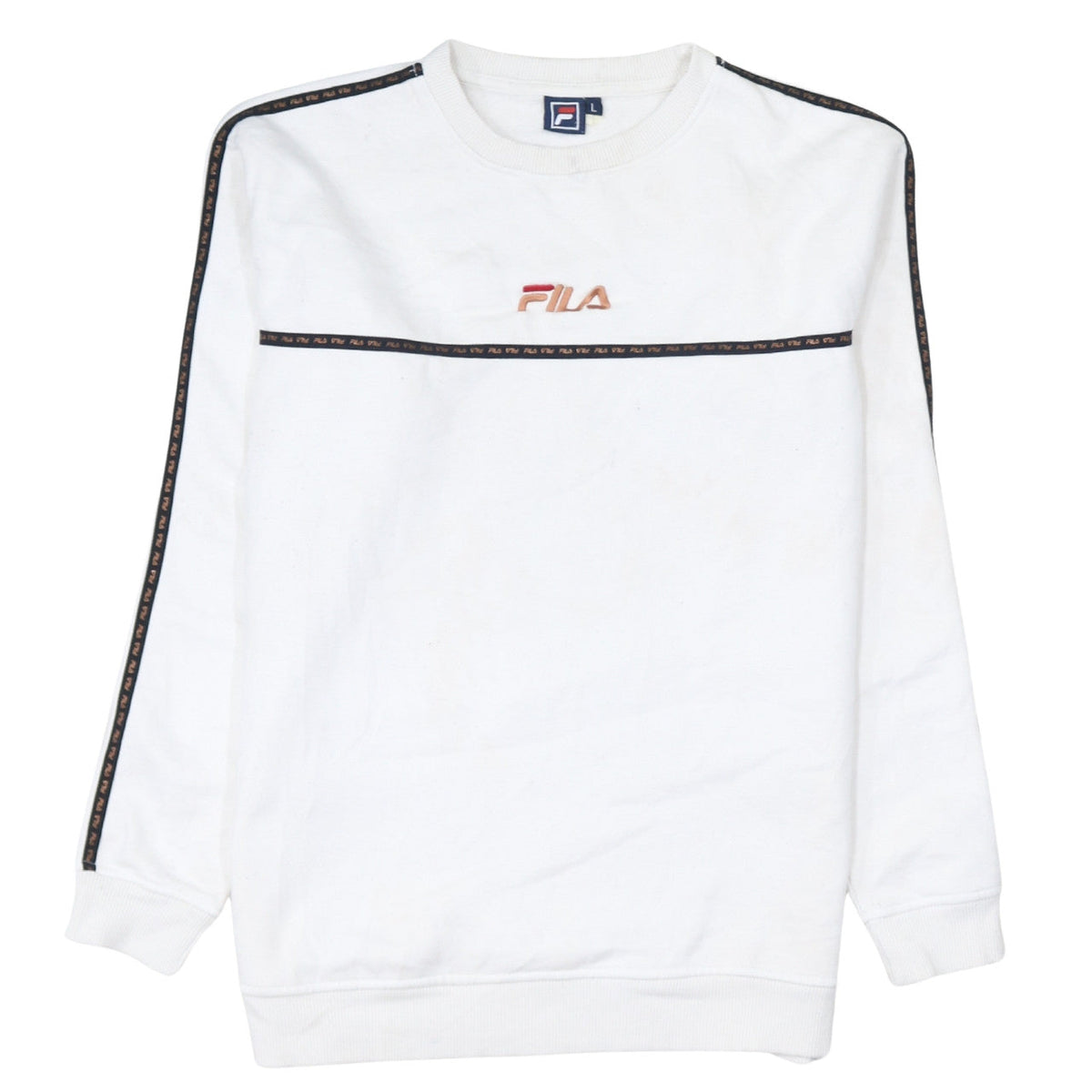 Fila Men's White Logo Pullover Sweatshirt Size L Crew Neck