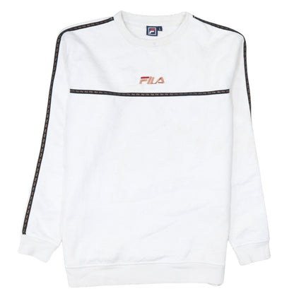 Fila Men's White Logo Pullover Sweatshirt Size L Crew Neck