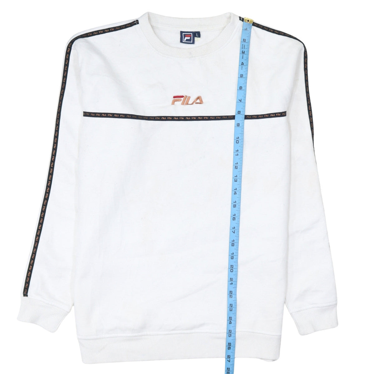 Fila Men's White Logo Pullover Sweatshirt Size L Crew Neck
