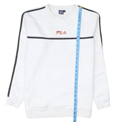 Fila Men's White Logo Pullover Sweatshirt Size L Crew Neck
