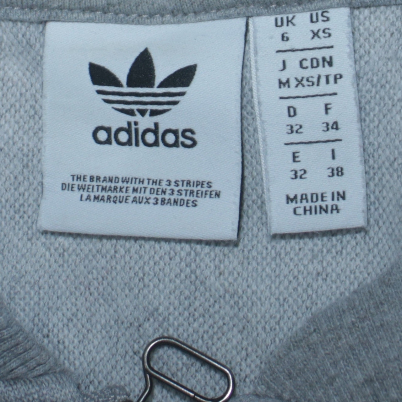 Womens UK Size XS adidas Grey Full Zip Sweatshirt