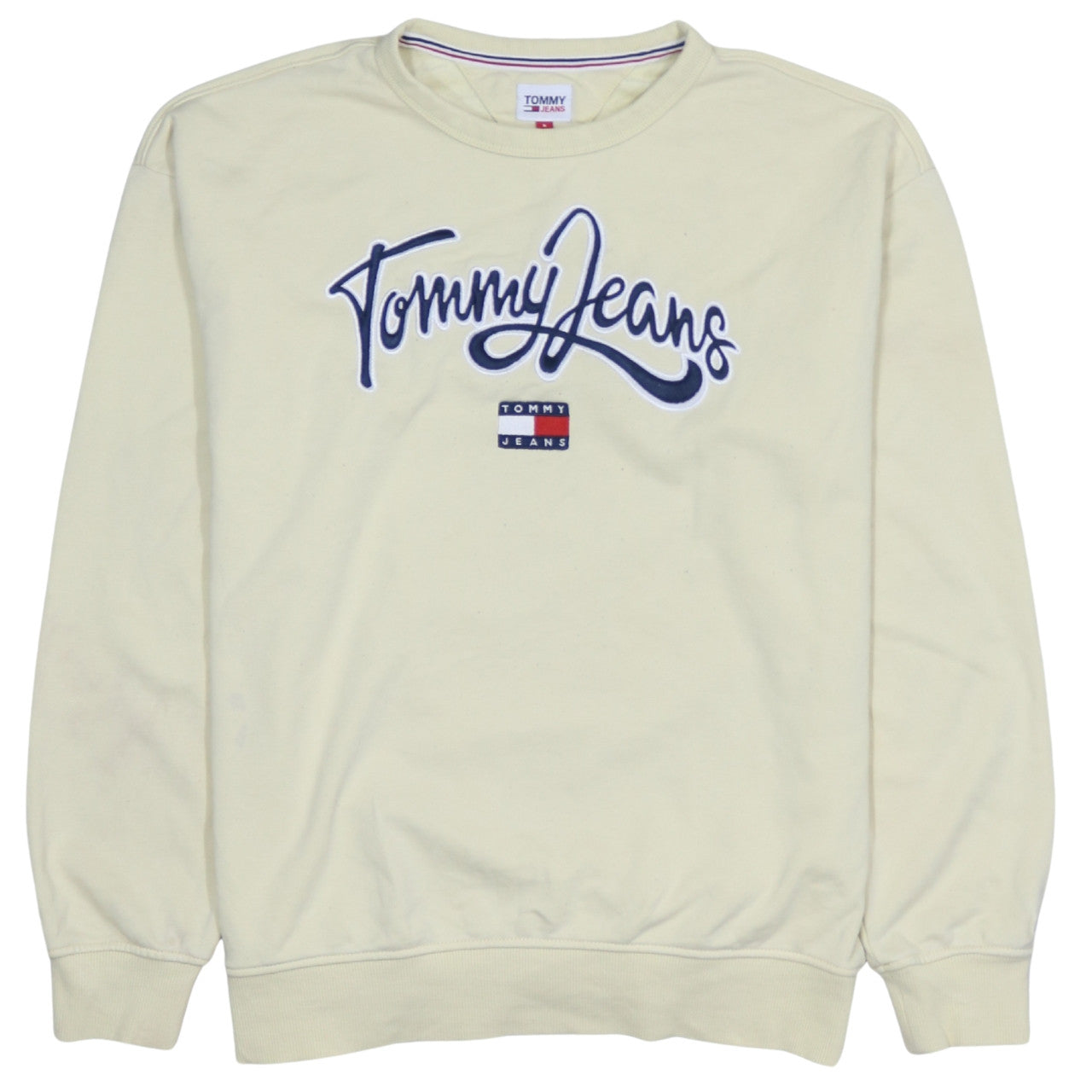 Mens UK Size L Tommy Jeans Beige Pullover Sweatshirt