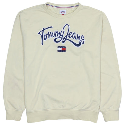 Mens UK Size L Tommy Jeans Beige Pullover Sweatshirt