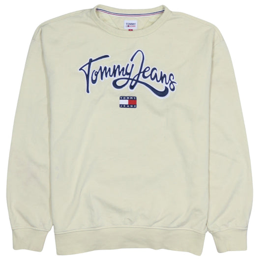 Mens UK Size L Tommy Jeans Beige Pullover Sweatshirt