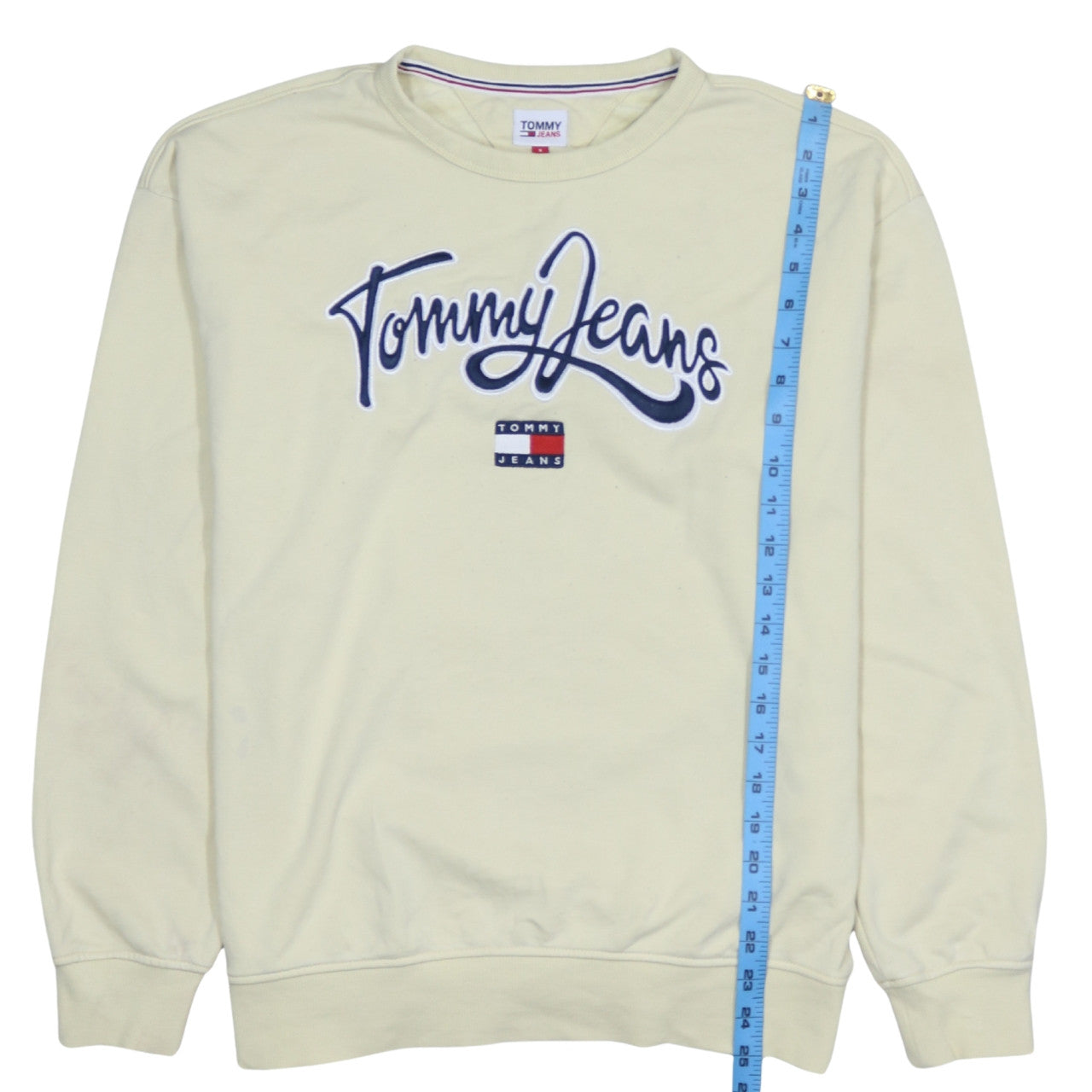 Mens UK Size L Tommy Jeans Beige Pullover Sweatshirt