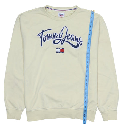 Mens UK Size L Tommy Jeans Beige Pullover Sweatshirt