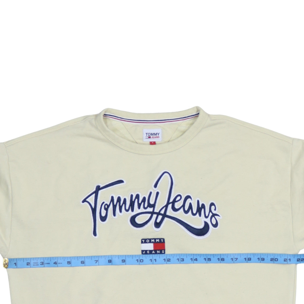 Mens UK Size L Tommy Jeans Beige Pullover Sweatshirt