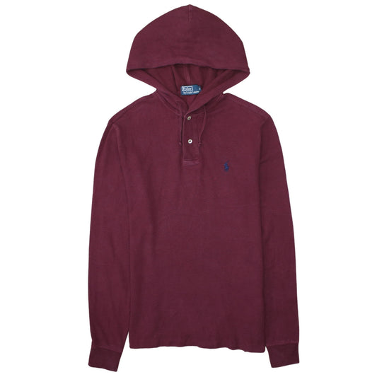 Mens UK Size S Ralph Lauren Red Henley Hoodie