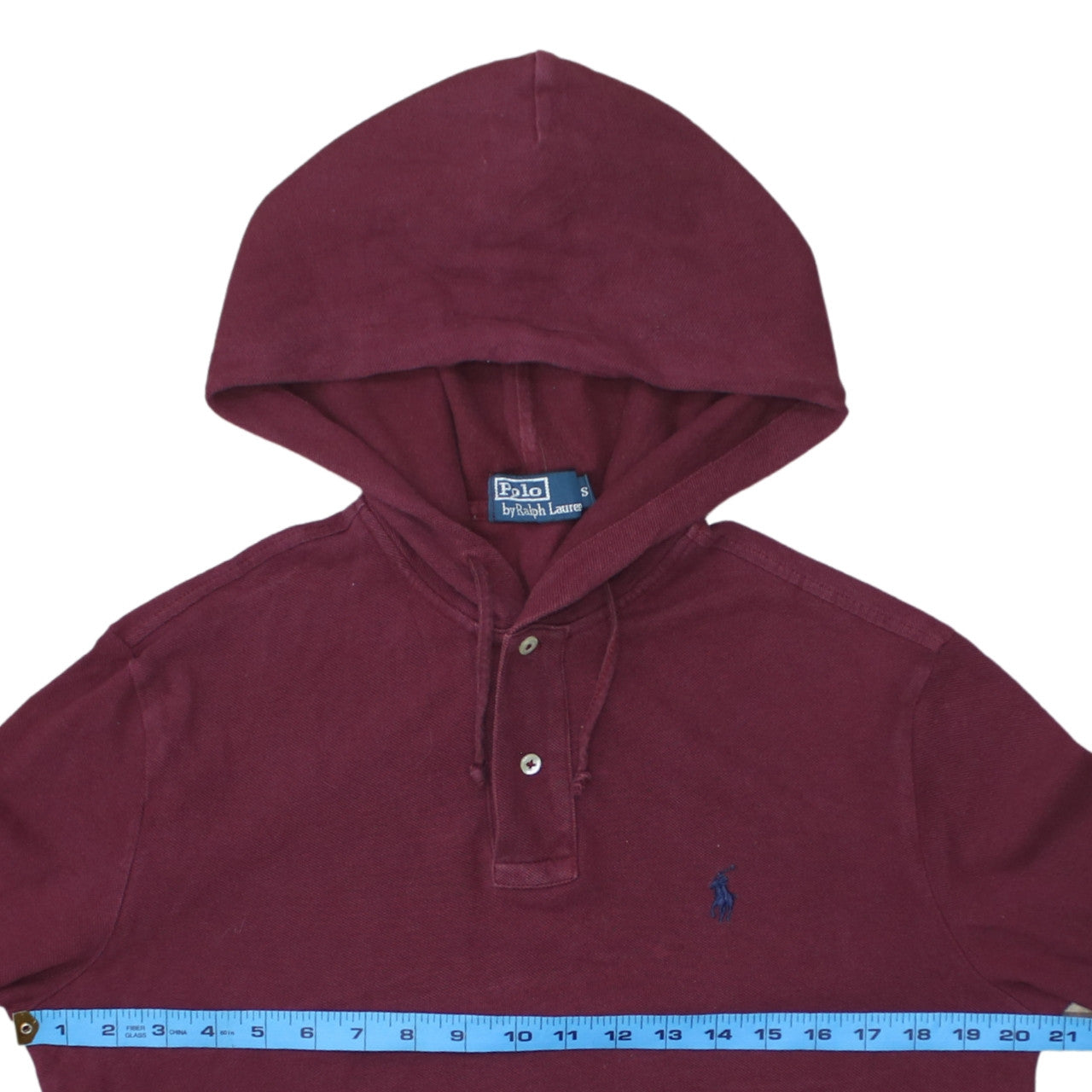 Mens UK Size S Ralph Lauren Red Henley Hoodie