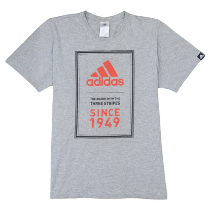 Adidas Men’s Grey Graphic Logo T-Shirt Size L Regular Fit Sports Tee