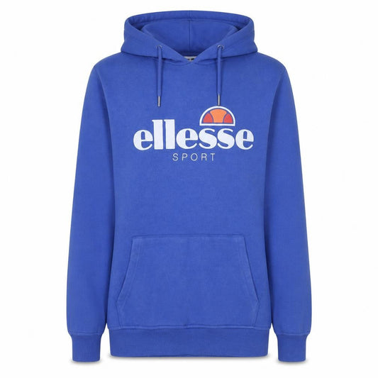 Front view of Ellesse women’s blue pullover hoodie uk 10 cotton blend logo sportwear