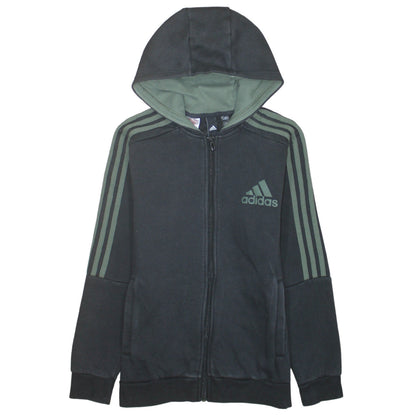 Adidas Boys Black Full Zip Hoodie 13-14 Years Hooded Sports Sweatshirt