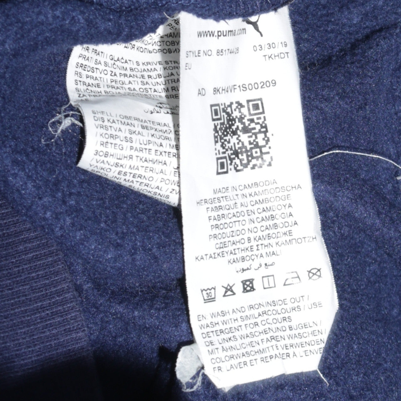 Mens UK Size L PUMA Blue Pullover Hoodie