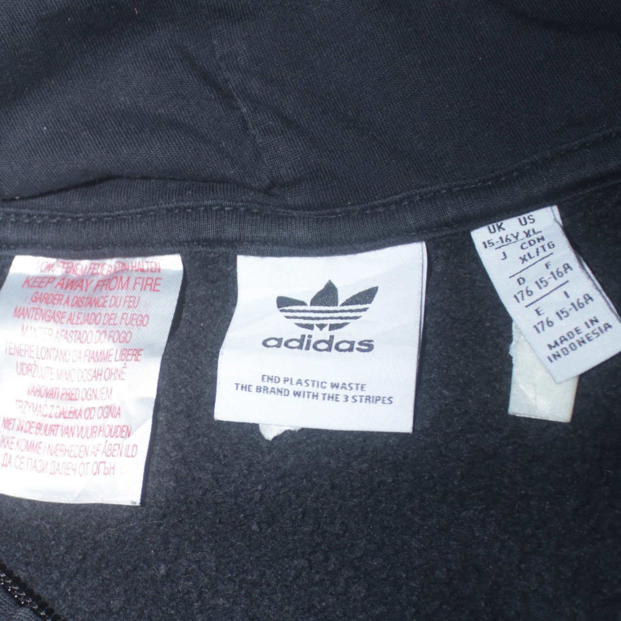 Boys UK Size 15-16 Years adidas Black Pullover Hoodie