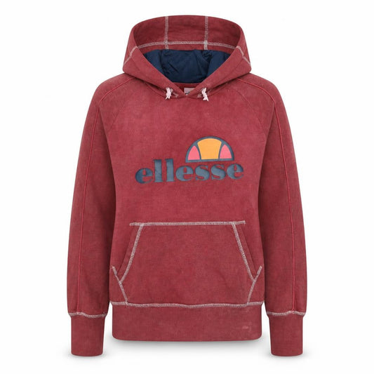 Front view of Ellesse women’s red hoodie, size UK 8, pullover logo sweatshirt