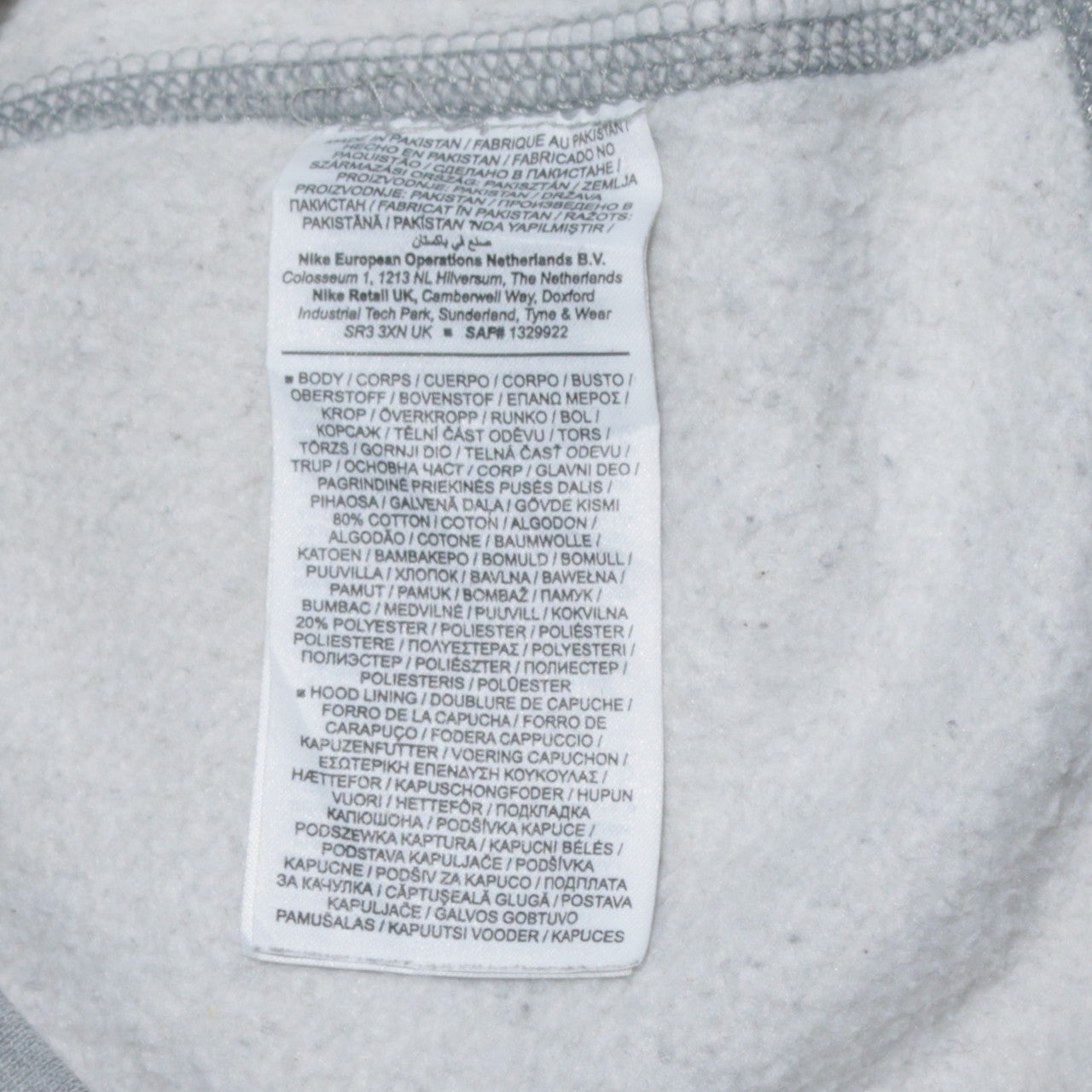 Mens UK Size S Nike Grey Pullover Hoodie