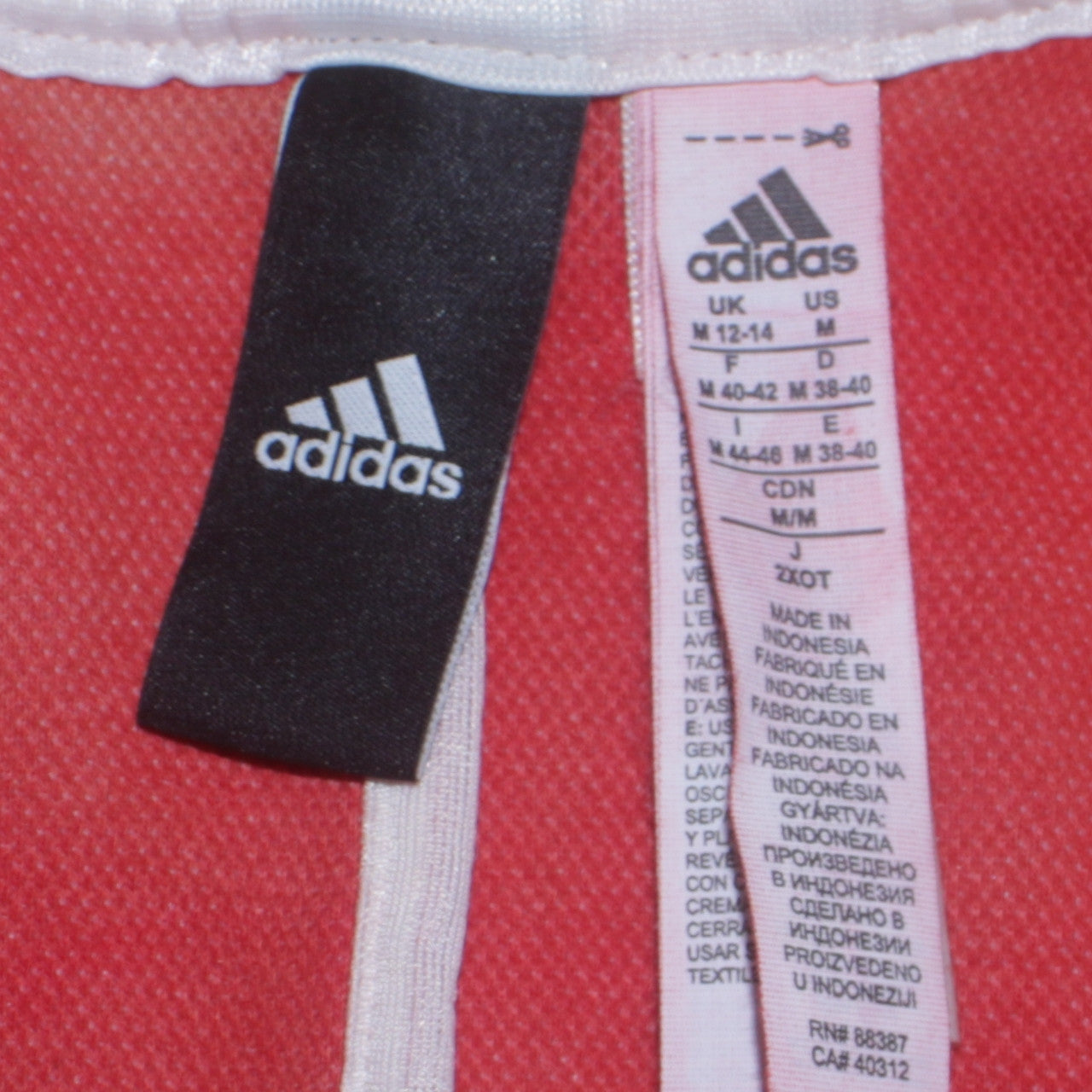 Womens UK Size M adidas Red Full Zip Sweatshirt