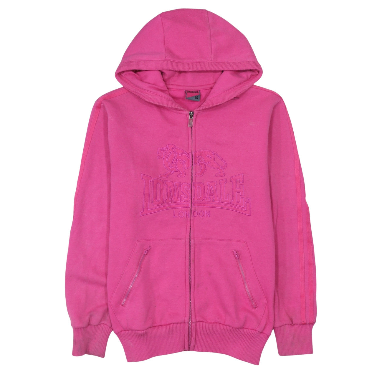 Womens UK Size 10 Lonsdale Pink Full Zip Hoodie