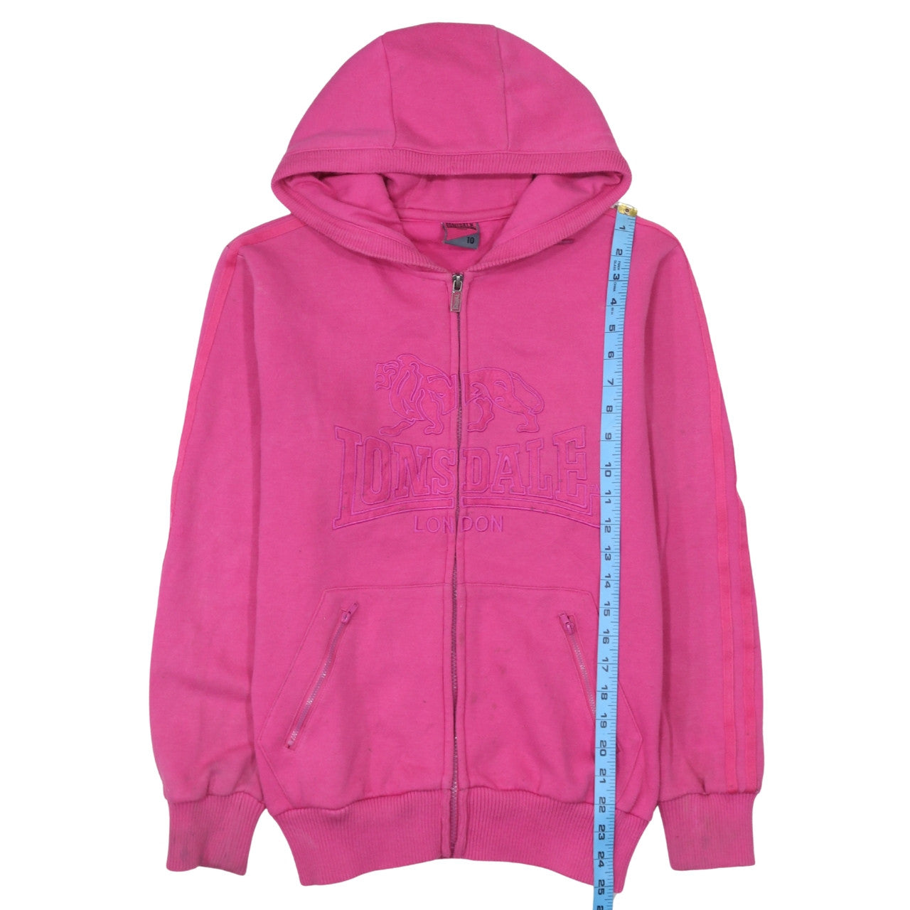 Womens UK Size 10 Lonsdale Pink Full Zip Hoodie