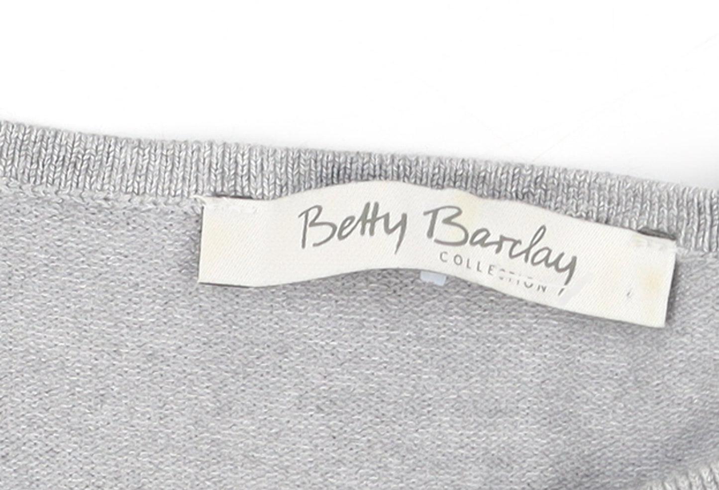 Betty Barclay Women Grey Ruffle Hem 3/4 Sleeve Knit Jumper Size 12