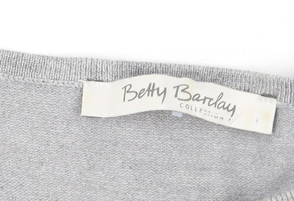 Betty Barclay Women Grey Ruffle Hem 3/4 Sleeve Knit Jumper Size 12