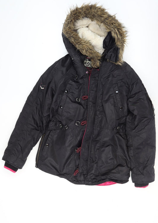Womens UK Size M Superdry Black Bomber Jacket