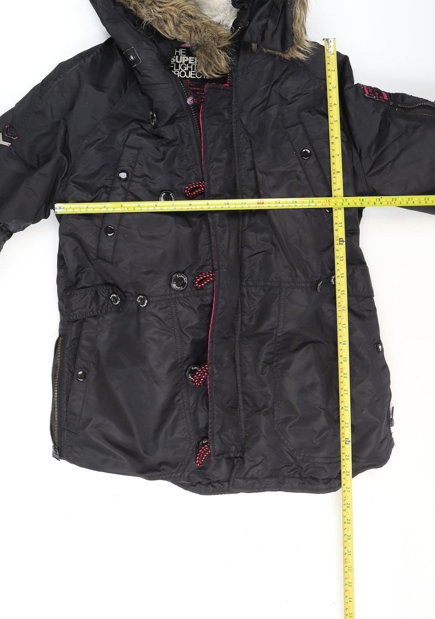 Womens UK Size M Superdry Black Bomber Jacket