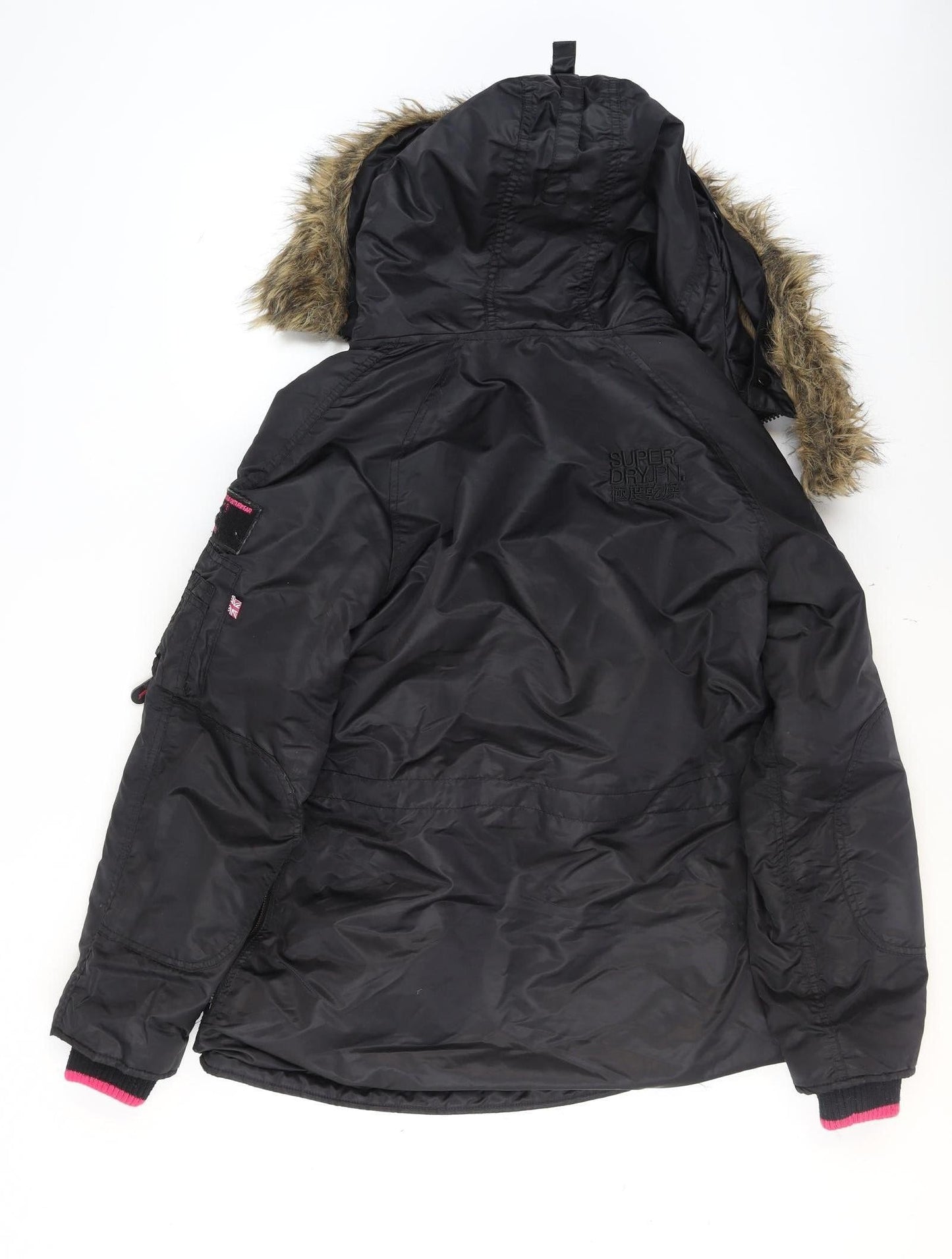 Womens UK Size M Superdry Black Bomber Jacket