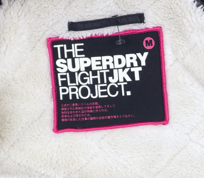 Womens UK Size M Superdry Black Bomber Jacket