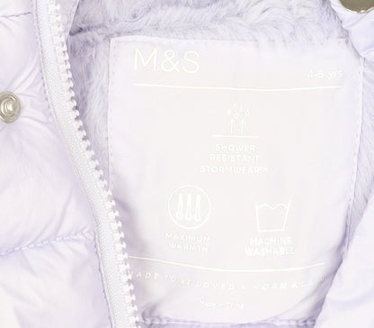 Girls UK Size 4-5 Years Marks and Spencer Purple Puffer Jacket