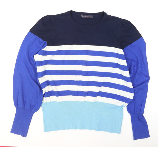 Marks and Spencer Women’s Multicoloured Striped Crew Neck Jumper Size 16