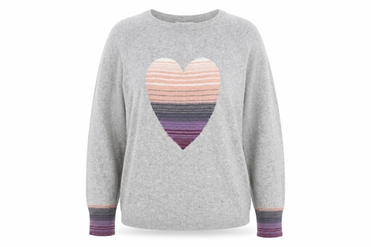 White Stuff Women's Grey Heart Pullover Jumper Size 14