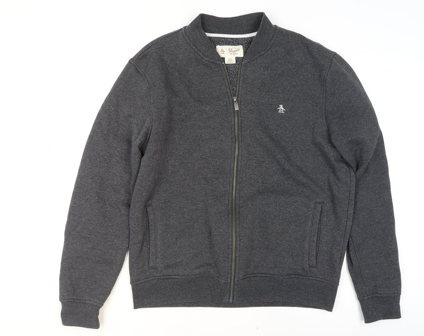 Mens UK Size L Original Penguin Grey Full Zip Sweatshirt