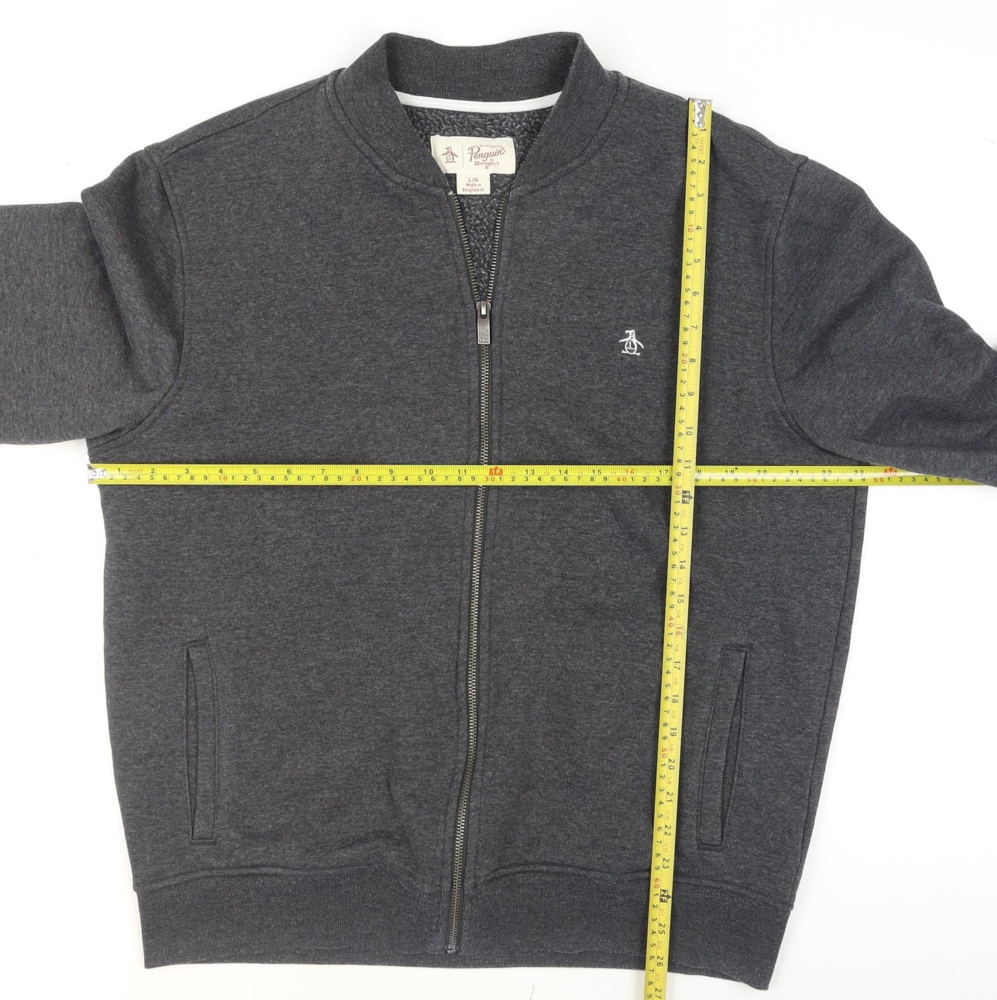 Mens UK Size L Original Penguin Grey Full Zip Sweatshirt