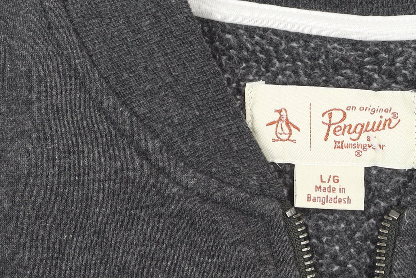 Mens UK Size L Original Penguin Grey Full Zip Sweatshirt
