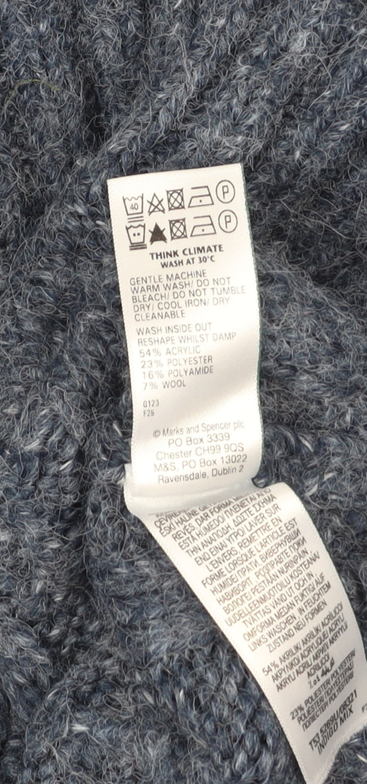 Womens UK Size S Marks and Spencer Blue Pullover Jumper
