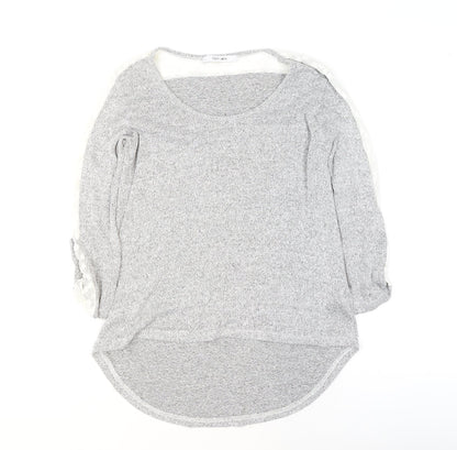 COIN 1804 Women's Grey Lace Detail Knit Pullover Jumper Size M