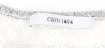 COIN 1804 Women's Grey Lace Detail Knit Pullover Jumper Size M