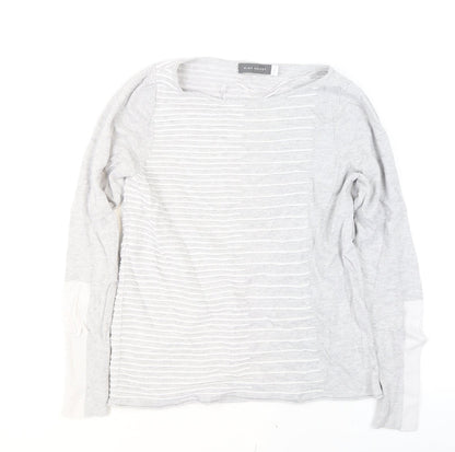 Mint Velvet Womens Grey Size 12 Boat Neck Striped Pullover Jumper