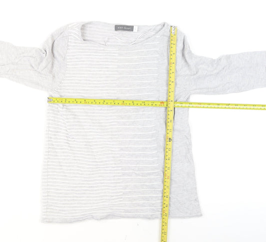 Mint Velvet Womens Grey Size 12 Boat Neck Striped Pullover Jumper