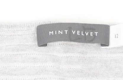 Mint Velvet Womens Grey Size 12 Boat Neck Striped Pullover Jumper
